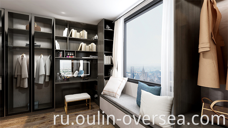 Modern glass door closet with dressing table